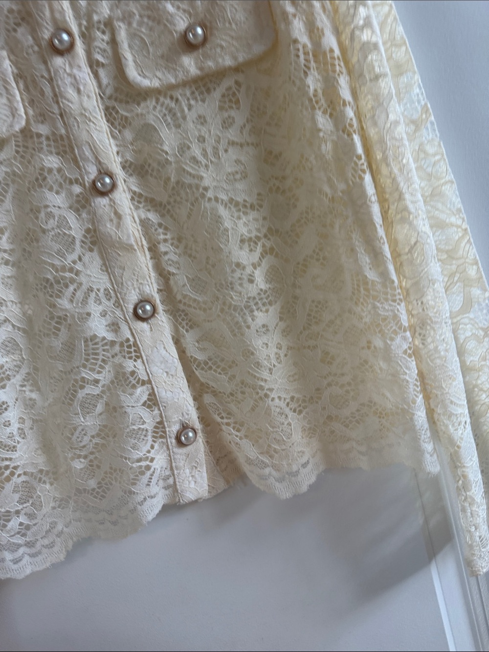LOFT Ivory Lace Pearl-Button Cardigan - Picture 4 of 5